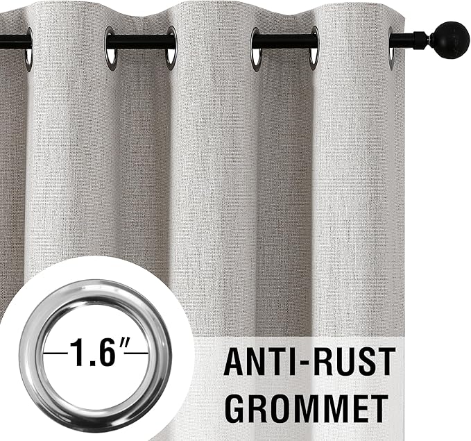 H.VERSAILTEX Chenille Linen Blackout Curtains for Bedroom Thermal Insulated Textured Linen Look Curtains with White Flocking Coating Back, 42" W x 63" L, Heathered Cloud(Not Solid) - Image 5