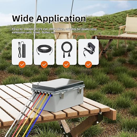 Joinfworld Waterproof Extension Cord Cover 11.4x7.5x5.5 Outdoor Electrical Box for Outside Weatherproof Clear Cover Enclosure for Power Strip Outlet Plug Cable - Image 4