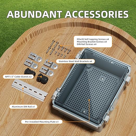 Joinfworld Outdoor WiFi Enclosure Weatherproof Locking Outdoor WiFi Box Plastic Waterproof Switch Router Enclosure Box 8.7x6.7x4.3 - Image 2