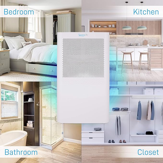 SereneLife Portable Electric Home Mini Dehumidifier - 322 Square Feet Quiet Compact Small Dehumidifiers For Home Closet Basement w/ 3L Water Tank Capacity, Removes Moisture - SereneLife PDUMID95.5 - Image 4