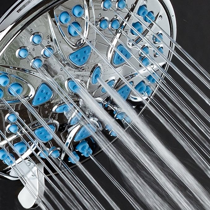 AquaDance Antimicrobial – Anti-Clog High-Pressure 6-Setting Head with Microban Nozzle Protection from Growth of Mold, Mildew & Bacteria for Stronger Shower 4", Aqua Blue Jets – 1.8 GPM - Image 6