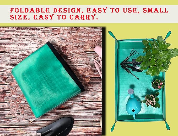 2 PCS Plant Repotting Mat for Indoor Plants, 43" X 29" Thickened Foldable Waterproof Plant Potting Tray and Mess Control, Portable Potting Mat Gardening Tray for House Plants Succulents, Extra Large - Image 4