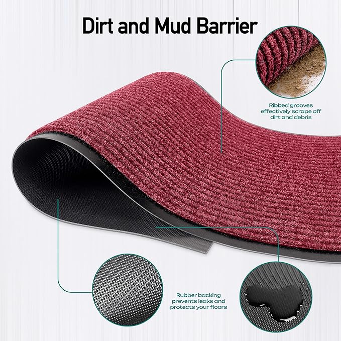MaxMat® Extra Large Commercial Door Mat, Rubber Border Heavy Duty Door Mat, Waterproof, Low-Profile, Easy to Clean, Rubber Entry Mat. (Red, 3 x 6 feet) - Image 3