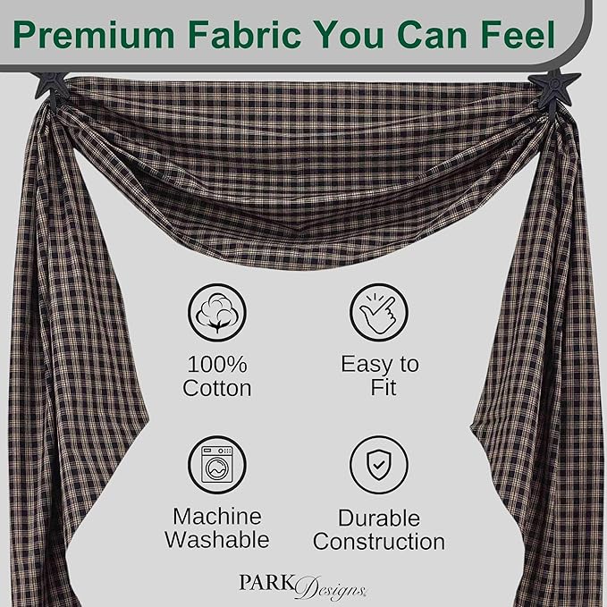Park Designs Fishtail Swag Curtains - Sturbridge Black, 145" x 25" | Extra Long Window Scarf | 100% Cotton | Primitive & Traditional Home Decor - Image 2
