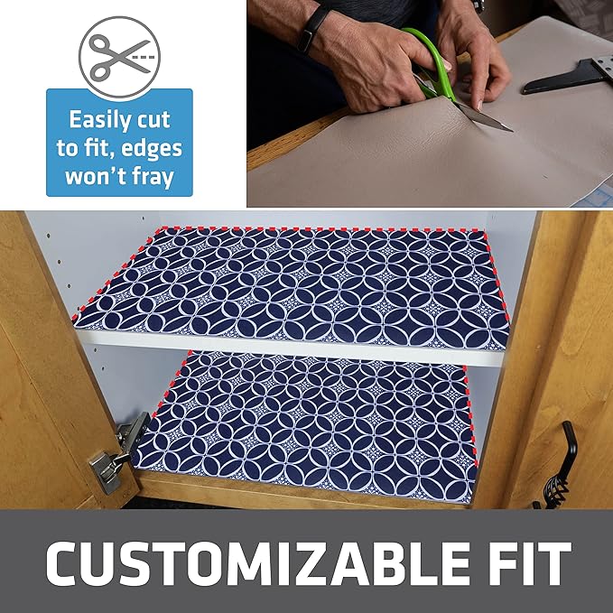 Drymate Premium Luxury Shelf & Drawer Liner, Thick Cushioned Fabric, Non-Adhesive, Absorbent, Waterproof, Slip-Resistant, Liners for Kitchen Cabinets, Cupboards (USA Made)(12”x59”)(24-Pack)(Indigo) - Image 4