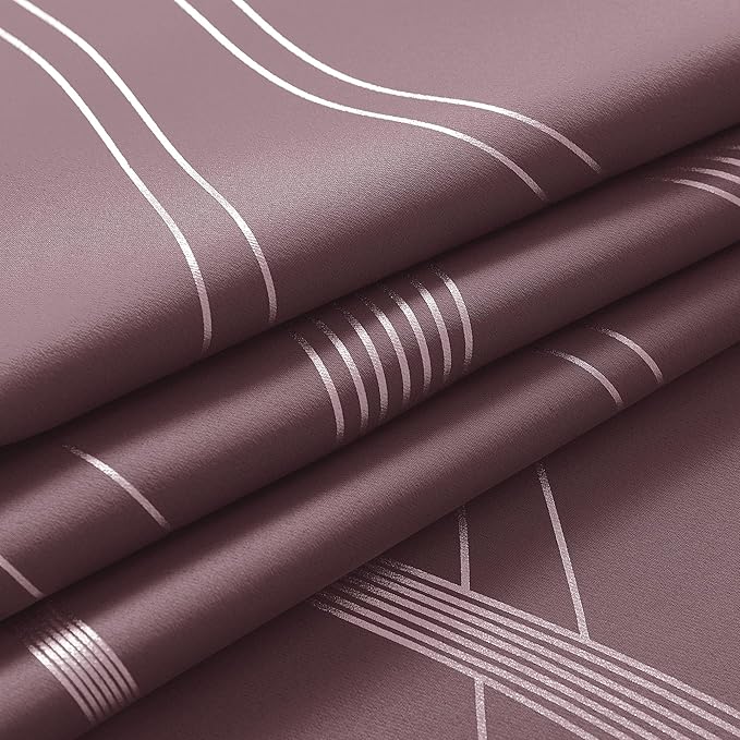 NICETOWN Dry Rose Blackout Curtain Panels 84 for Living Room and Bedroom 2 Panels, 52 x 84, Noise Reducing Thermal Insulated Wave Line Foil Print Design Window Treatments for Patio Sliding Glass Door - Image 8