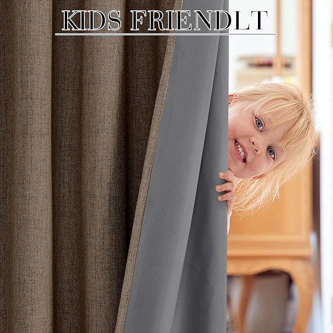 RYB HOME 100% Blackout Curtains 102 Inch Long, Thermal Insulated Window Curtains for Bedroom/Living Room/Dining/Sliding Glass Door, Privacy Assured Farmhouse Home Decor, W52 x L102, Coffee, 2 Panels - Image 5