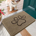 OLANLY Dog Door Mat for Muddy Paws 24x16, Paw Print Design, Absorbs Moisture and Dirt, Absorbent Non-Slip Washable Doormat, Quick Dry Chenille Mud Mat for Dogs, Entry Indoor Entryway Carpet, Tan by OLANLY