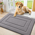 Smiry Dog Door Mat for Muddy Paws, Absorbs Moisture and Dirt, Low-Profile Entryway Mat with Non-Slip Backing, Entry Indoor Outdoor Doormat for Inside Floor (30x20 Inches, Grey, Bordered) by Smiry
