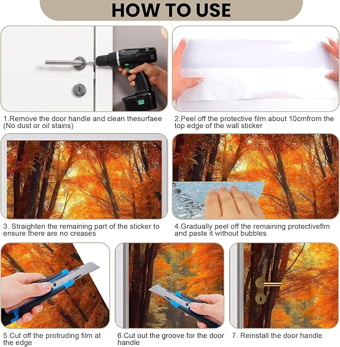 3D Door Decals Stickers, Peel Stick Wall Murals Vinyl Wallpaper Self-Adhesive Mural Door Covers Decorative for Furniture Home Decor Wrinkle-Resistant Waterproof - Image 5