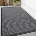 Smiry Front Door Mat Outside Entrance, Heavy Duty Natural Rubber Doormat, Non Slip, Trap Dirt and Moisture, Easy Clean, Low Profile Welcome Floor Mats for Indoor Outdoor Entry, 47x32 Inch, Grey by Smiry