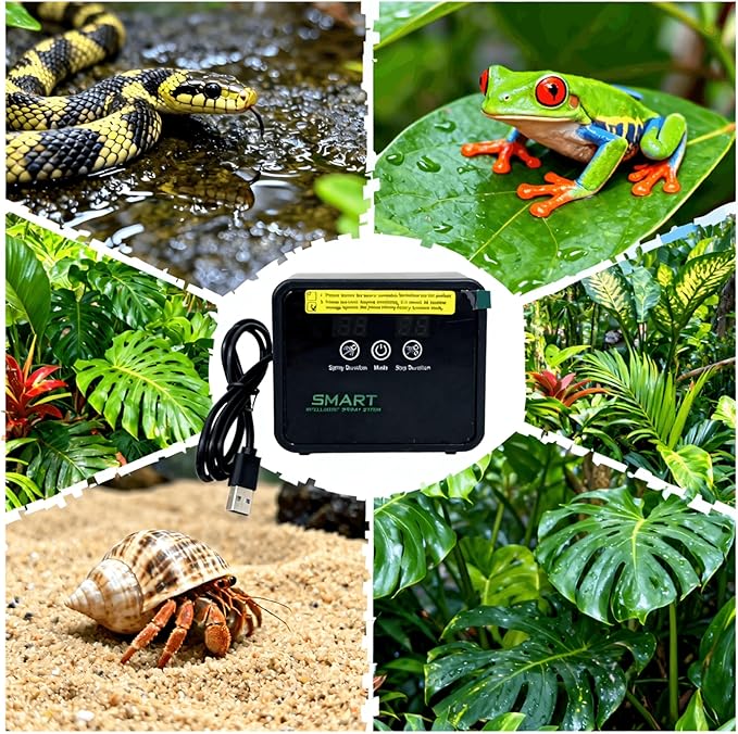Reptile Mister System, Mister for Reptile Tank Terrarium Fogger/Humidifier & 360° Nozzles 5PCS, Reptile Misters Automatic for Bearded Dragon，Snake, Gecko, Frog, Lizard - Image 3