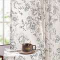 jinchan Linen Blend Curtain Floral Curtains for Living Room 96 Inch Length Black Printed Curtain Back Tab Farmhouse Peony Flower Patterned Drapes Bedroom Window Curtains Set 2 Panels by JINCHAN