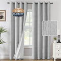H.VERSAILTEX Chenille Curtains 96 inch Length 2 Panels 100% Blackout Drapes for Living Room with White Flocking Coating Back Thermal Insulated Anti-Rust Grommet, Heathered Glacier Gray(Not Solid) by HVERSAILTEX