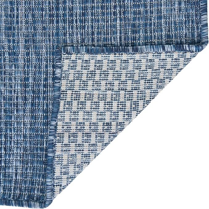Unique Loom Collection Casual Transitional Solid Heathered Indoor/Outdoor Flatweave Area Rug (2' x 8' Runner, Blue/Navy Blue) - Image 8