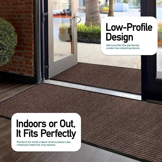 MaxMat® Heavy Duty Industrial Mat - XL Size, Waterproof, Low-Profile, Commercial Entry Door Mat (3 x 16 Feet, Brown, MXM-RIB0316BR) - Image 4
