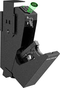Gun Safe, Biometric Gun Safe for Handgun Drop Down Pistol Safe Mounted Single Handgun Safe with Fingerprint, Passcode, Key Access for Nightstand, Desk, Bedside by HOLEWOR