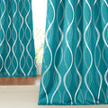 NICETOWN Room Darkening Curtains for Bedroom, Peacock Teal, 2 Panels, 52 x 84 inch, Noise Reducing Thermal Insulated Wave Line Foil Print Design Blackout Curtains for Storage Office Work Area by NICETOWN