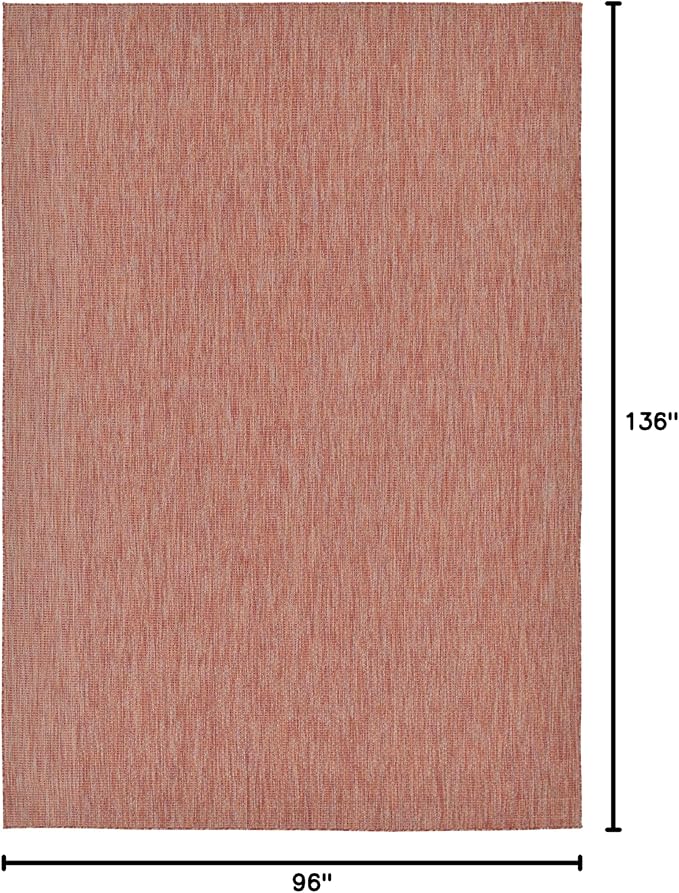 Unique Loom Collection Casual Transitional Solid Heathered Indoor/Outdoor Flatweave Area Rug (8' x 11' 4" Rectangle, Rust Red/Beige) - Image 2