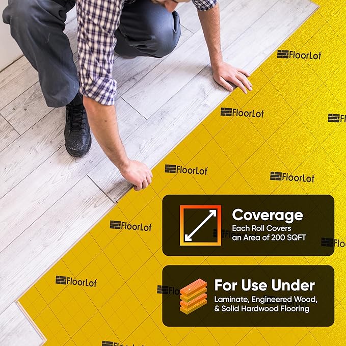 GoldMax Premium Floor Underlayment - 200 sqft Roll - 3mm Thick - with Moisture Barrier - Image 8
