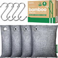 Activated Charcoal Odor Absorber,Large 4x200g w Hooks Nature Odor Eliminator for Strong Odor,Bamboo Charcoal Air Purifying Bags,Moisture Absorbers for Fresh Home Car Closet Pet,Smoke Smell Deodorizer by Innmily