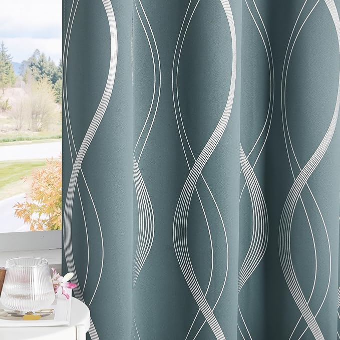 NICETOWN 100% Blackout Curtains for Living Room, Stormy Sea, 52 inch by 63 inch, Easy Care Solid Thermal Insulated Grommet Panels and Drapes for Bedroom Decoration, 2 Panels - Image 6