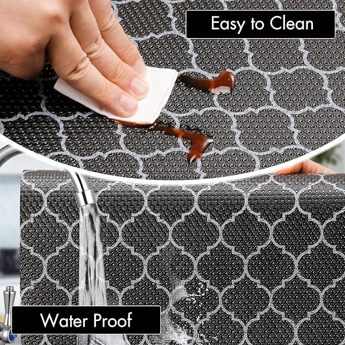 Cooyes Shelf Liner for Kitchen Cabinets – Non-Adhesive Waterproof Drawer Liner – Durable EVA Material Easy-to-Cut Shelf Paper for Refrigerator, Cupboard, Dresser with Modern Pattern - Image 6
