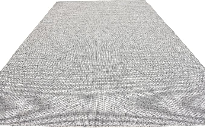Unique Loom Outdoor Solid Collection Area Rug (8' x 11' 4" Rectangle Light Gray/Ivory) - Image 6