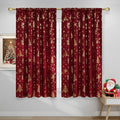 NICETOWN 2 Panels Christmas Red Curtains 52 x 63 Inch - Gold Stamped Rod Pocket Christmas Curtains for Living Room, Bedroom - Holiday Festive Window Drapes - Christmas Decoration by NICETOWN