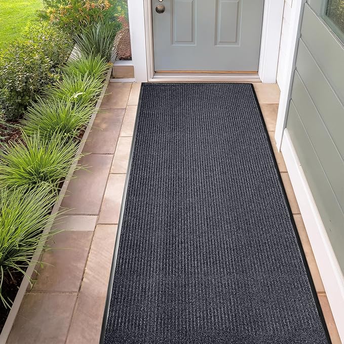 MaxMat® Industrial Grade Door Mat - Extra Large, Heavy Duty, Waterproof, Low-Profile, Easy to Clean Floor Mat (3 x 10 Feet, Grey, MXM-RIB0310GY) by MaxMat