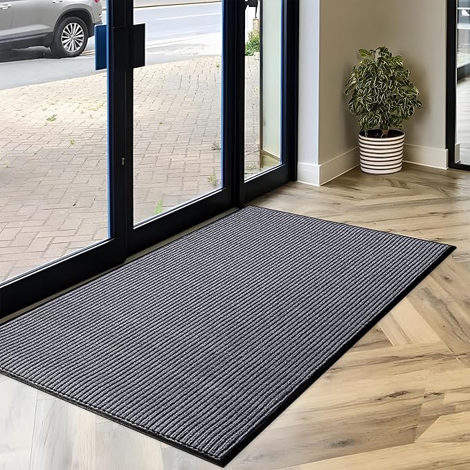 MaxMat® Extra Large Commercial Floor Mat, 3 x 5 Feet Rubber Border Heavy Duty Made in USA Door Mat, Waterproof, Low-Profile, Easy to Clean, Rubber Entry Mudroom Rug (Charcoal Grey) - Image 2
