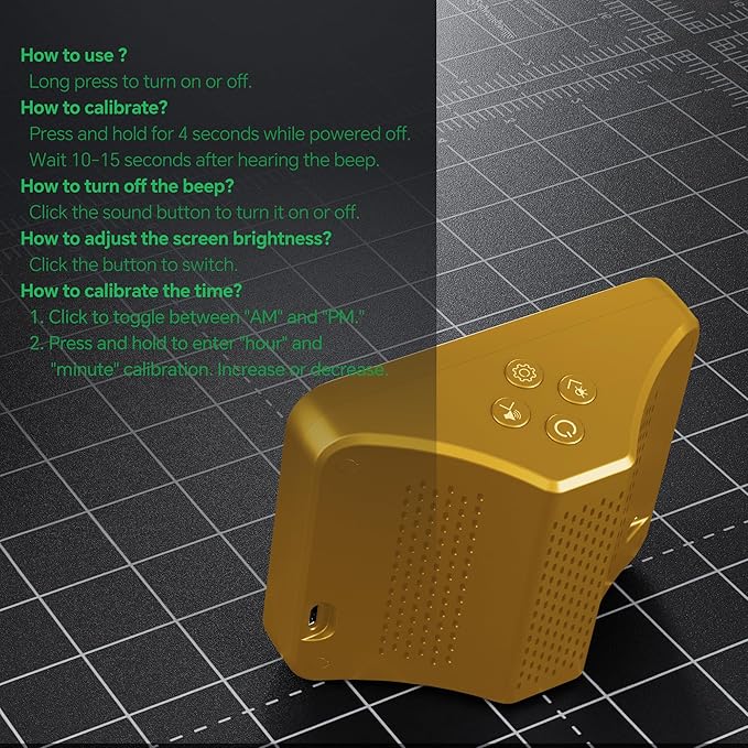 16-in-1 Indoor Air Quality Monitor with PM1.0,PM2.5,PM10,CO2,HCHO,TVOC,Temperature,Humidity,Time Display &7 AQI Alarms – Professional Air Quality Tester for Home, Office & Indoor Use (Bright Yellow) - Image 7