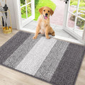 Smiry Dog Door Mat for Muddy Paws, Absorbs Moisture and Dirt, Low-Profile Entryway Mat with Non-Slip Backing, Entry Indoor Outdoor Doormat for Inside Floor (30x20 Inches, Light Grey, Striped) by Smiry
