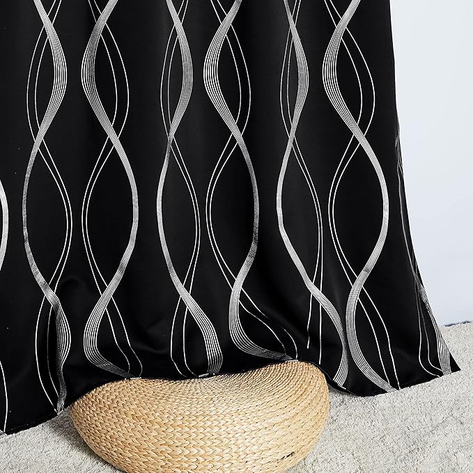 NICETOWN Black Out Floral Curtain Panels 84 inches Long - Light Reducing Thermal Insulated Grommet Blackout Patterned Panels/Drapes for Living Room/Nursery/Kids Room (Set of 2, W52 by L84) - Image 5