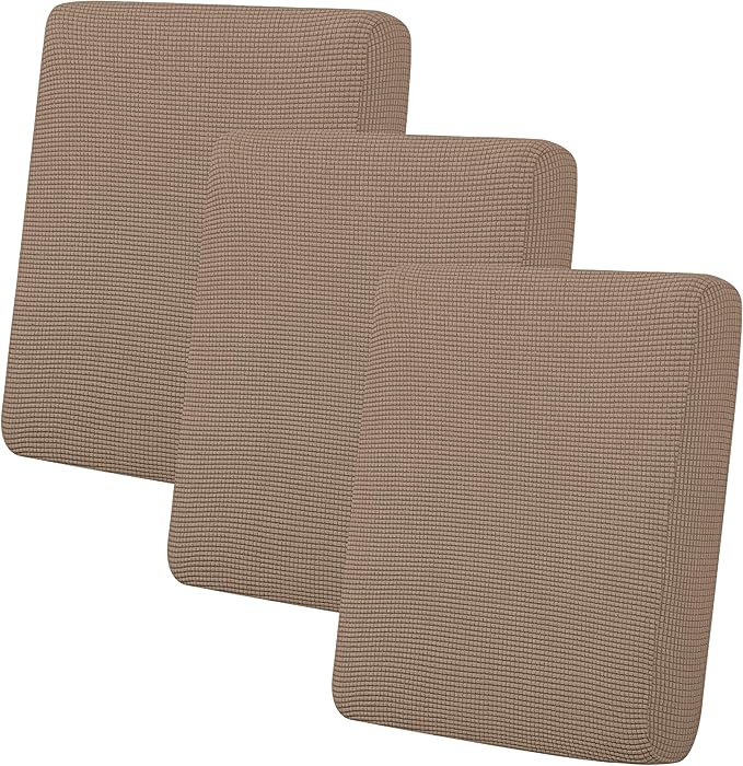Easy-Going Stretch Individual Chair Couch Cushion Cover Sofa Cushion Furniture Protector Sofa slipcover Soft Flexibility with Elastic Bottom (3-Piece Sofa Cushion Covers, Camel) by Easy-Going