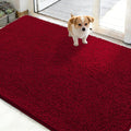 OLANLY Dog Door Mat for Muddy Paws 50x30, Absorbs Moisture and Dirt, Absorbent Non-Slip Washable Doormat, Quick Dry Chenille Mud Mat for Dogs, Entry Indoor Entryway Carpet for Inside Floor, Red by OLANLY