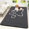 OLANLY Dog Door Mat for Muddy Paws 59x35, Paw Print Design, Absorbs Moisture and Dirt, Absorbent Non-Slip Washable Doormat, Quick Dry Chenille Mud Mat for Dogs, Entry Indoor Entryway Carpet, Dark Grey by OLANLY