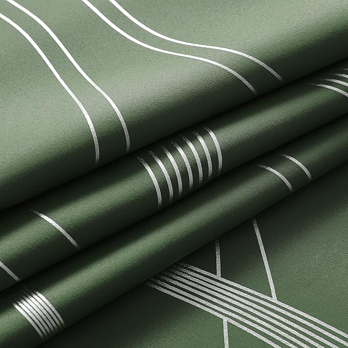 NICETOWN 100% Blackout Curtains 84 inch Length 2 Panels Set, Dark Mallard, 52" x 84", Noise Reducing Thermal Insulated Wave Line Foil Print Design Blackout Curtains for Hall Closet Villa Door - Image 5