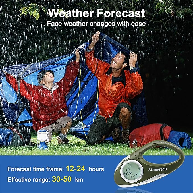 Digital Altimeter Portable Compass with Weather Forecast Multi Function Altimeter Barometer for Hiking, Camping, RVs and Outdoor Activities - Image 3