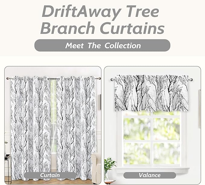 DriftAway Tree Branch Blackout Curtains Double Layer 84 Inches Long for Bedroom Printed Patterned Classic Thermal Insulated Summer Sound Lined Grommet Drapes for Living Room 2 Panels Black/White - Image 5