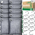 Activated Charcoal Odor Absorber, Large 10 Pack w Hooks Nature Odor Remover for Strong Odor, Bamboo Charcoal Air Purifying Bags, Odor Eliminator for Home Car Closet Pet, Smoke Deodorizer by Innmily