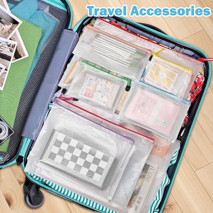 20 Pack Mesh Zipper Pouch Bags, 9 Sizes Waterproof Zipper Pouches for Organization, Reusable Zipper Pouches for Puzzle Board Game Storage, for Travel, School, Office Supplies - Image 5