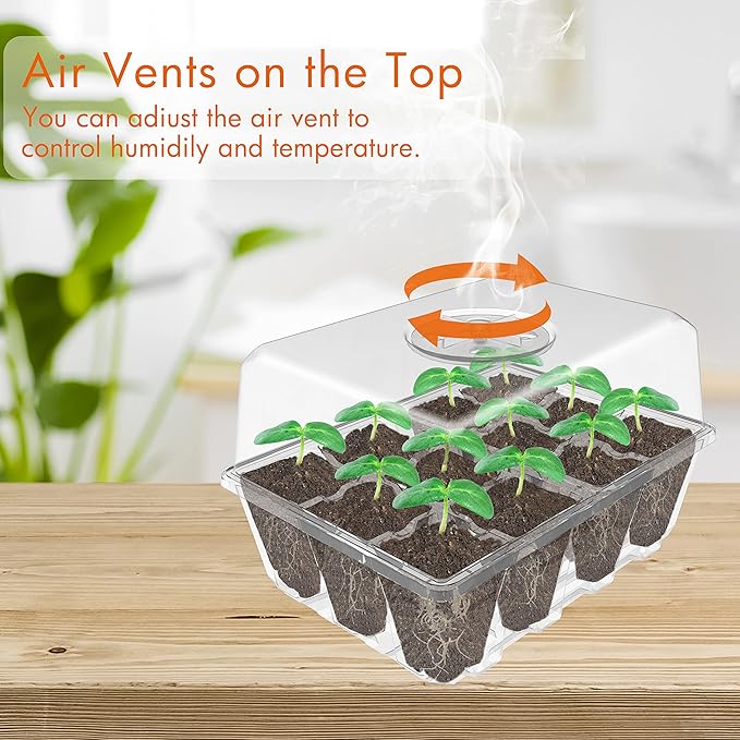 Gardzen 3 Pack Seed Starting Tray, Plant Germination Trays, Seed Starter Kit with Adjustable Humidity Vented Dome and Clear Base, Plant Growing Kit 6.6" x 4.5", Total 36-Cell, Clear - Image 3