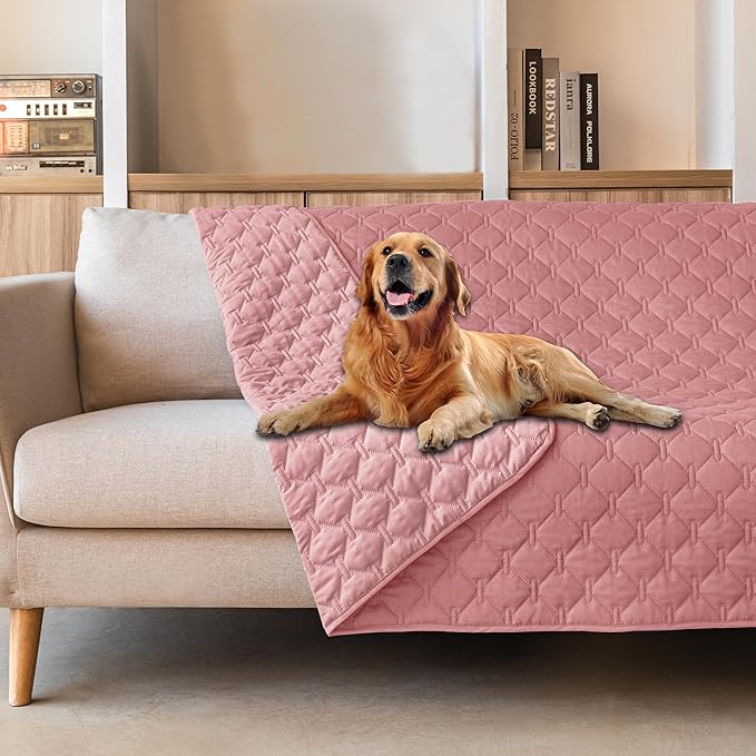 gogobunny 3X Stronger Waterproof Pet Blanket, Scratch Proof Furniture Protector for Dogs Cats, Reversible Cover 52x82 Inch, Dark Pink/Light Pink by gogobunny