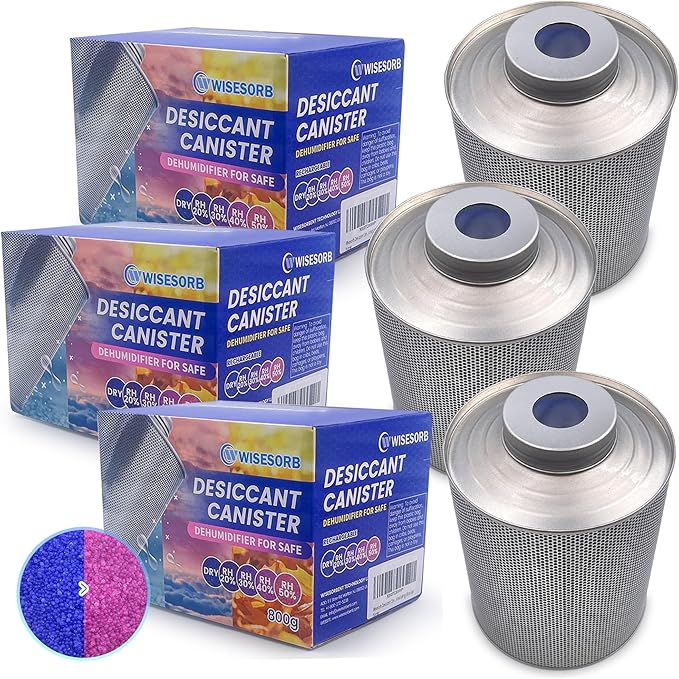 800 Gram Gun Safe Dehumidifier, 3 Pack of 1.77 LBS Rechargeable Dehumidifier Blue to Pink Silica Gel Desiccant Moisture Absorbers, Dehumidifiers for Room, Bedroom, Safe, Closet, Bathroom, Car by Wisesorb