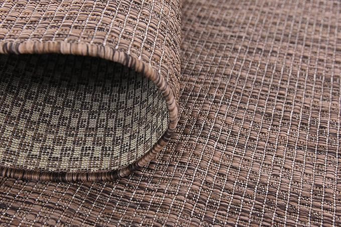 Unique Loom Collection Casual Transitional Solid Heathered Indoor/Outdoor Flatweave Area Rug (4' 1" x 6' 1" Rectangle, Light Brown/Ivory) - Image 10