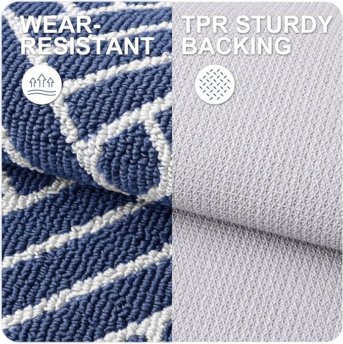 OLANLY Indoor Door Mat, 40x32 Inch, Dirt Resistant and Absorbent, Non-Slip Rubber Backing Floor Mats, Easy Clean Low-Profile Doormat for Entryway, Front Door, and Inside Entrance, Navy - Image 3