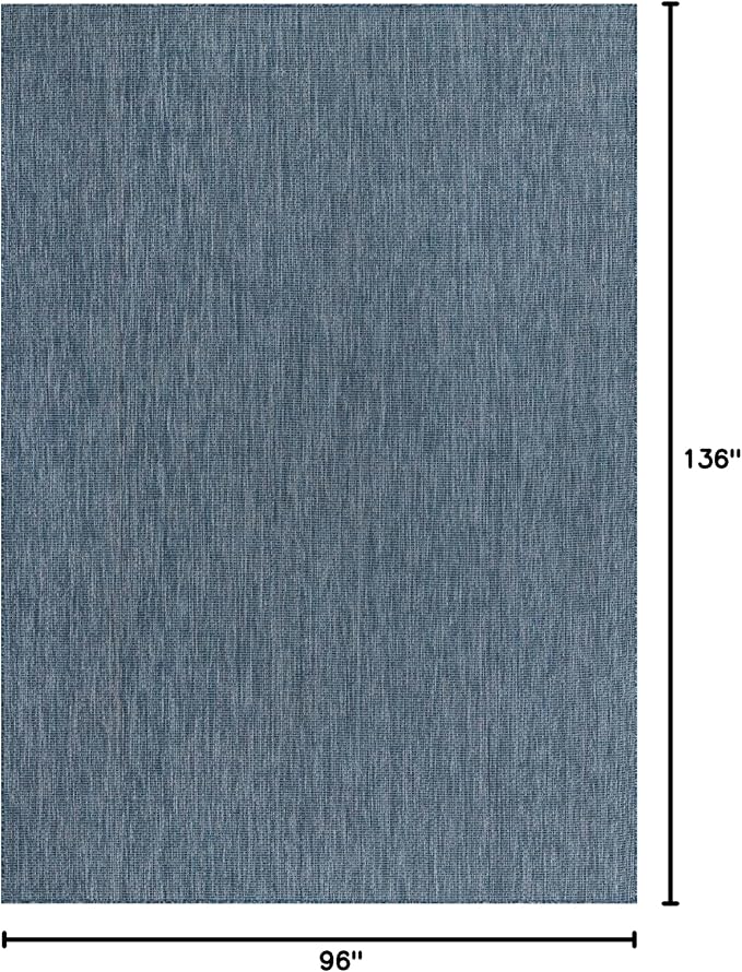 Unique Loom Collection Casual Transitional Solid Heathered Indoor/Outdoor Flatweave Area Rug (8' x 11' 4" Rectangle, Blue/Navy Blue) - Image 3