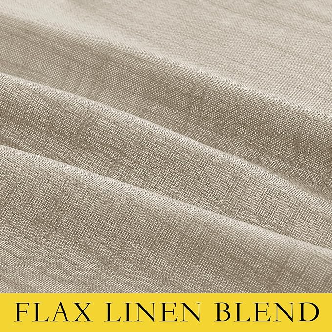 NICETOWN Taupe 100% Blackout Linen Curtains 84 inch Long Burg, Farmhouse Thick Completely Blackout Window Treatment Panels Thermal Insulated Drapes for Living Room (1 Pair, 52" Width Each Panel) - Image 8