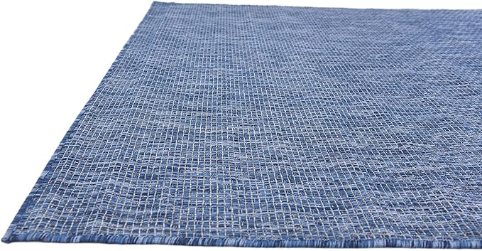 Unique Loom Collection Casual Transitional Solid Heathered Indoor/Outdoor Flatweave Area Rug (5' 3" x 8' Rectangle, Blue/Navy Blue) - Image 8